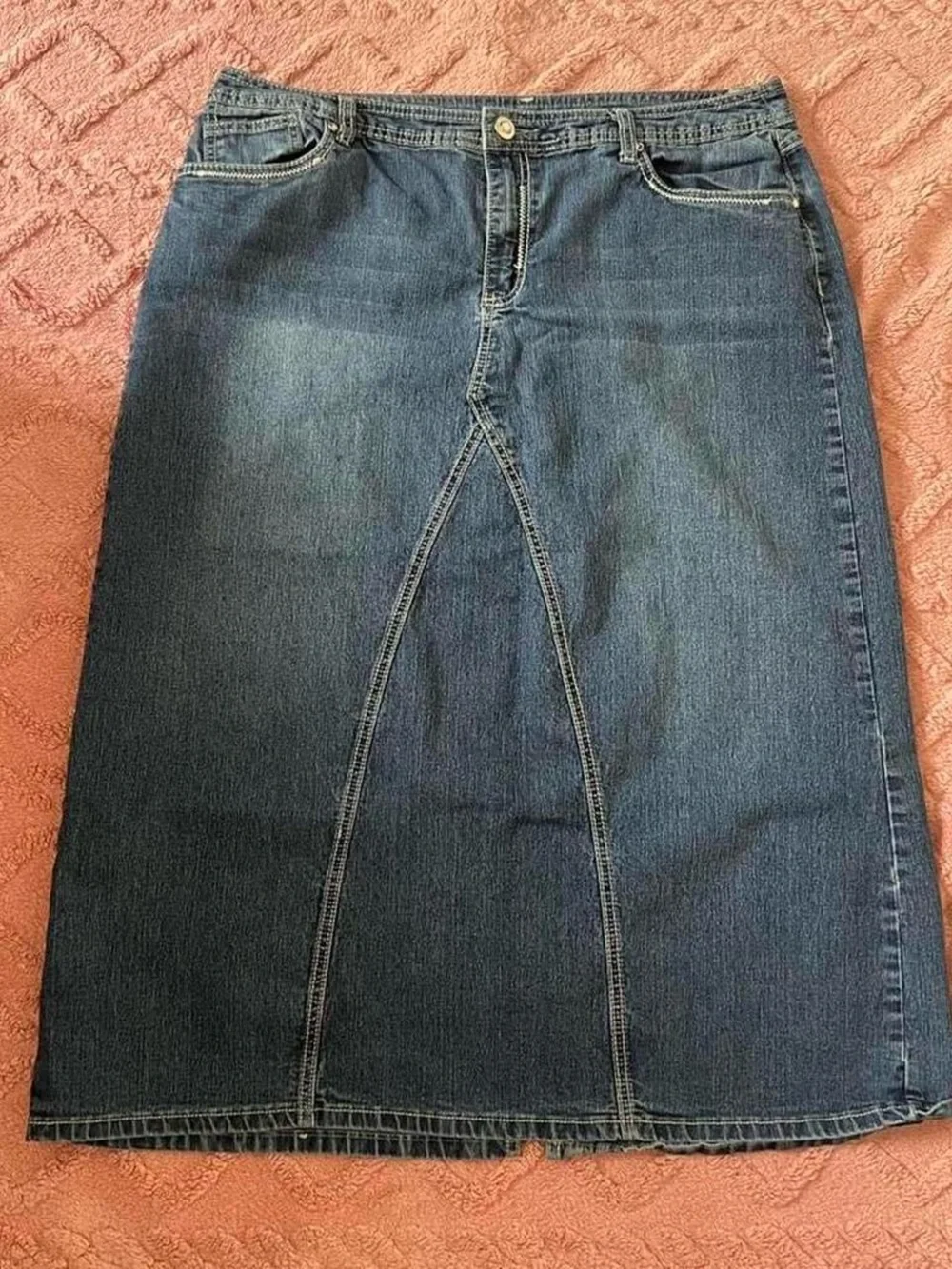 Cato blue Denim maxi Skirt rhinestone pockets